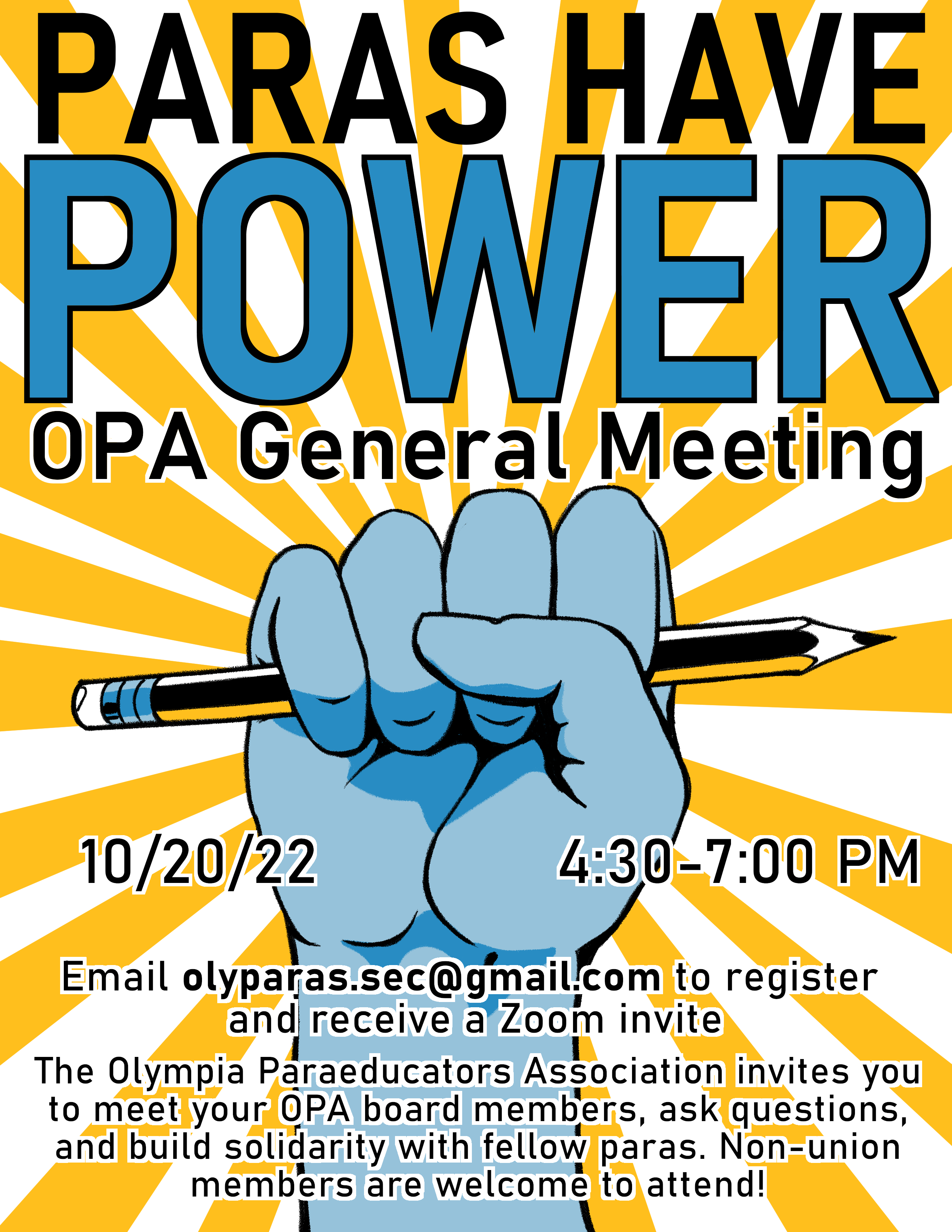 Olympia Paraeducator's Association meeting poster